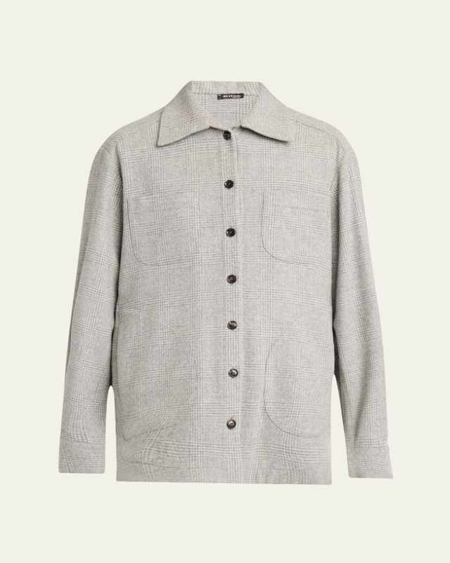 Plaid Button Down Wool Cashmere Shirt